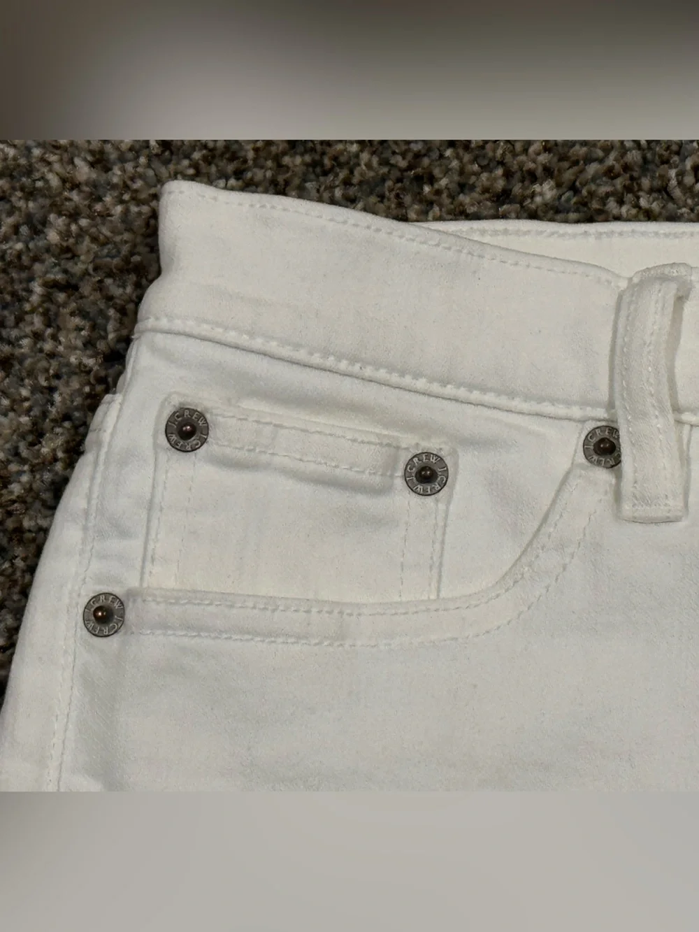 J.Crew Classic Jean off White Women's Stretch Denim Cutoff Rolled Shorts size 27
